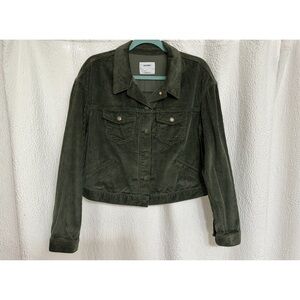 Old Navy Olive Green Corduroy Cropped Jacket Women’s Large